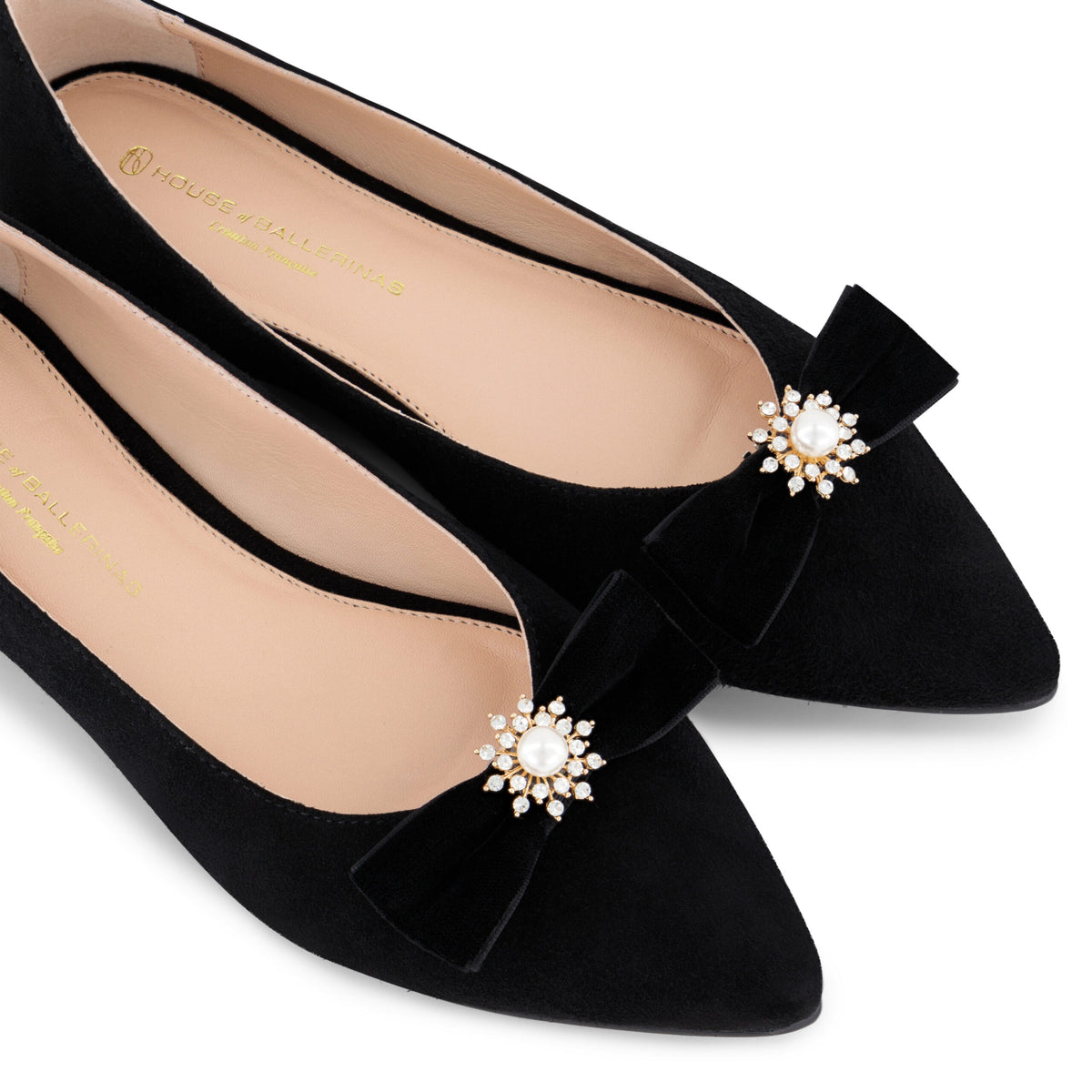 Black Bow Pearl Shoe Clips