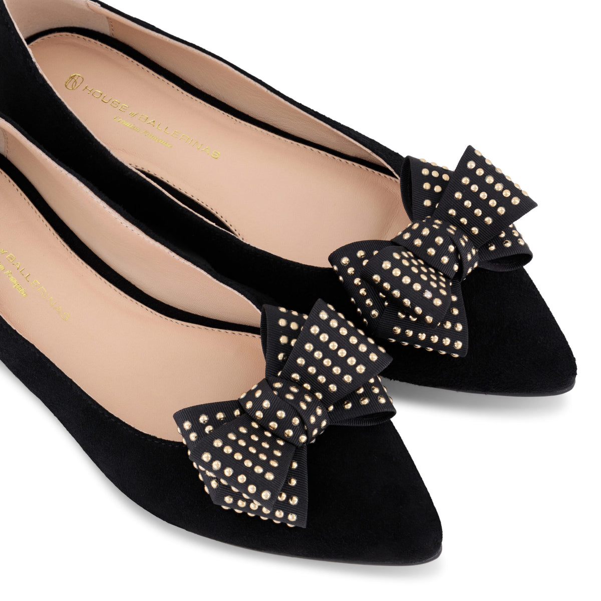 Gold Studded Bow Shoe Clips