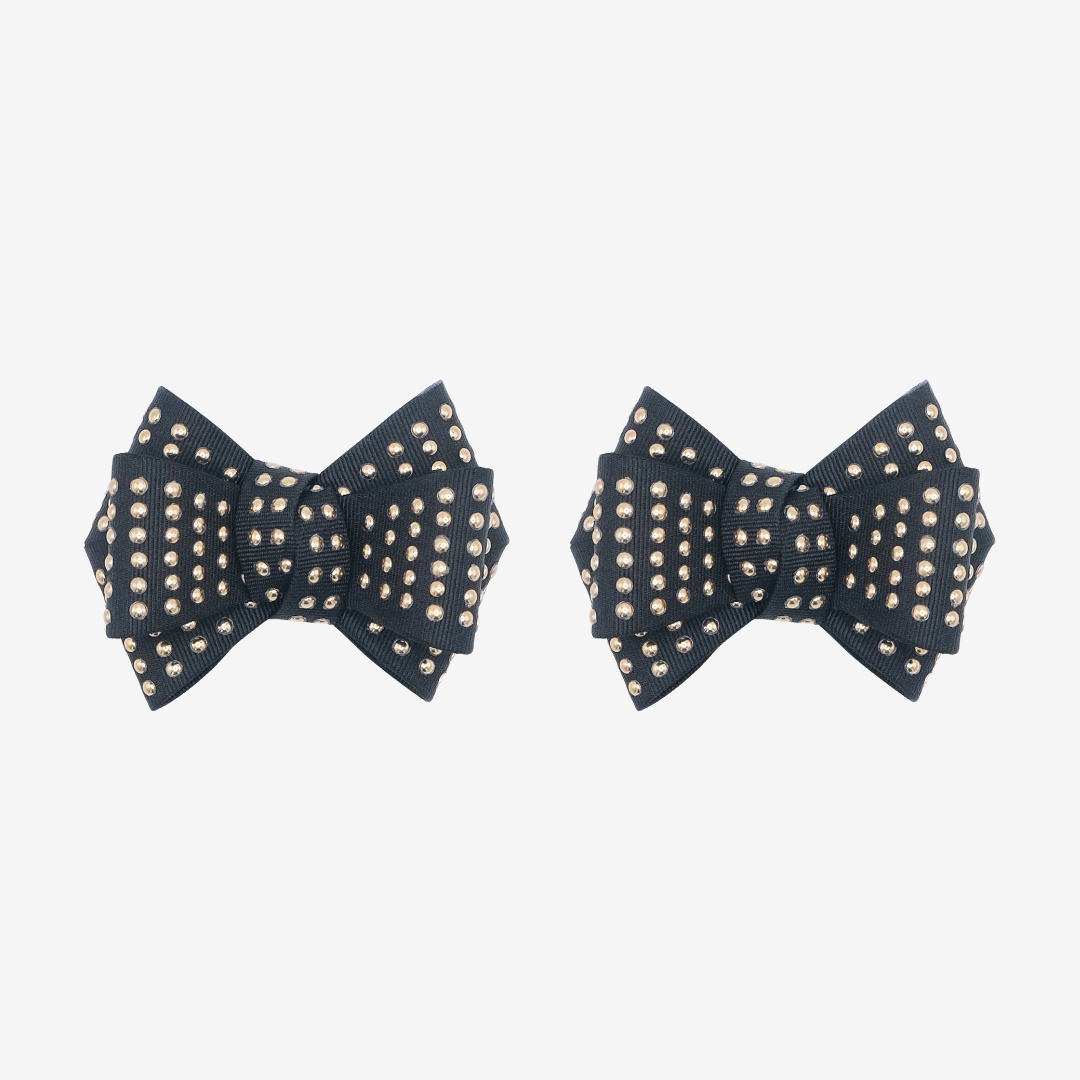 Gold Studded Bow Shoe Clips