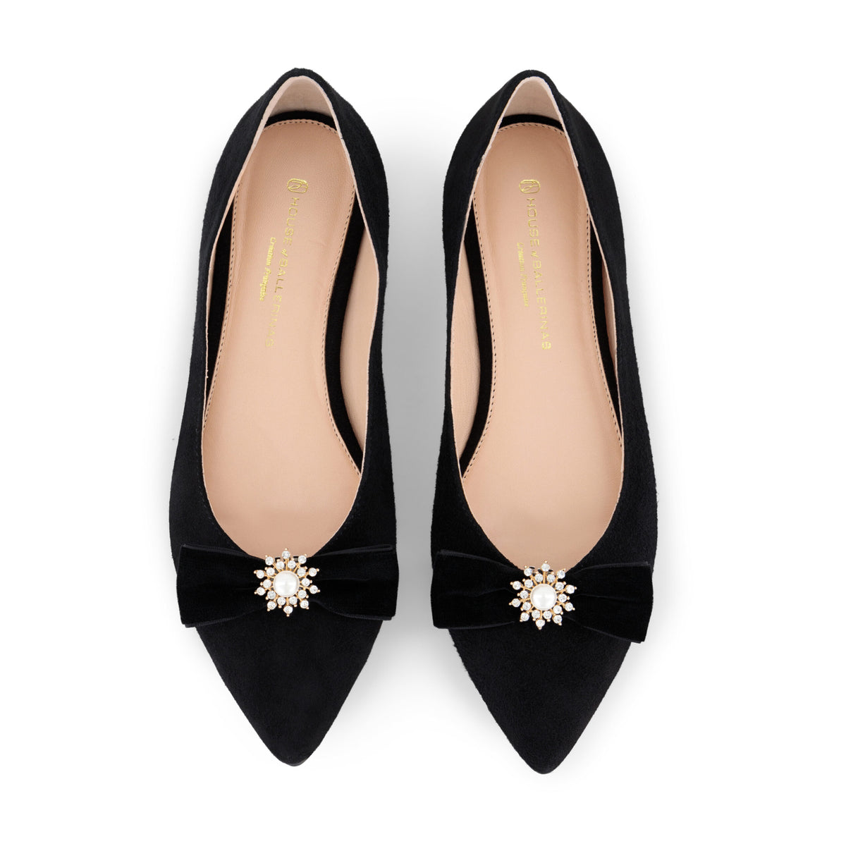 Black Bow Pearl Shoe Clips