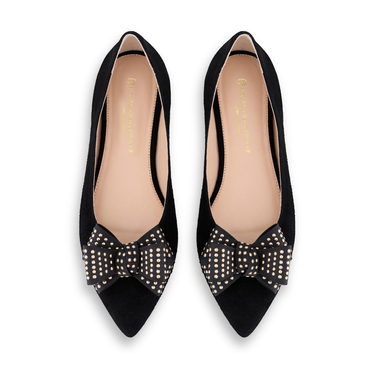 Gold Studded Bow Shoe Clips