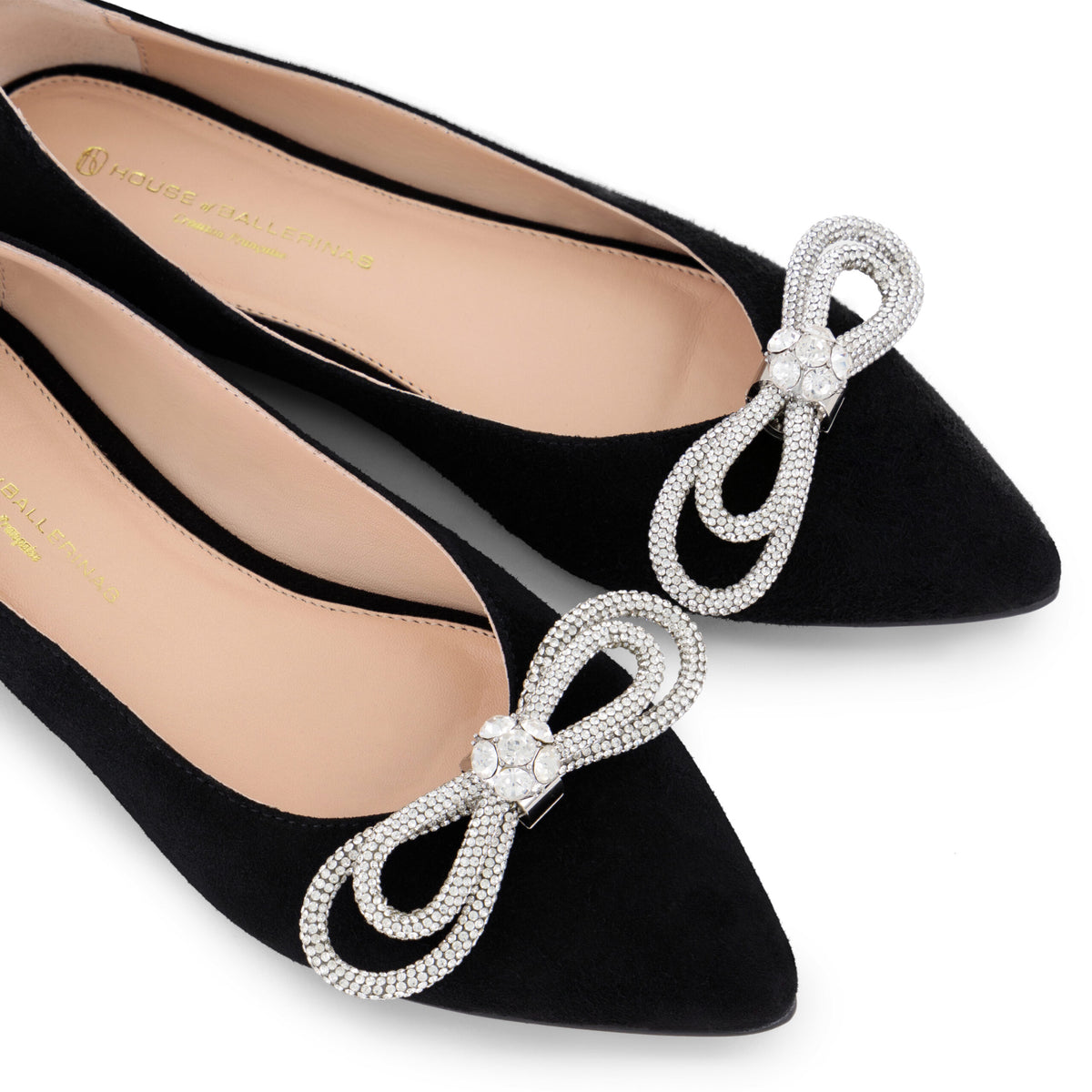 Double Bow Crystal Shoe Clips